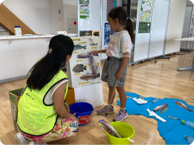 温暖化に関するクイズ・琵琶湖の魚つりゲーム・ごみ分別ゲーム