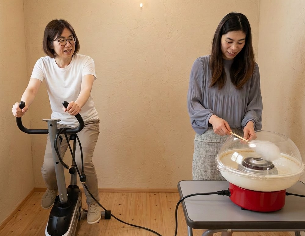 自転車発電で綿菓子をつくろう